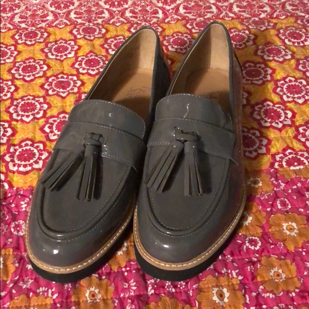 Franco Sarto Gray Patent Tassel Loafers